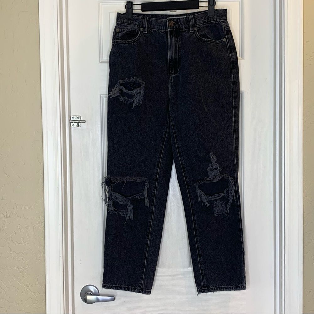 Garage Denim Vintage Straight Distressed Jeans Size 27 Black
